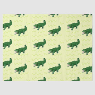 Alligator on yellow tissue paper