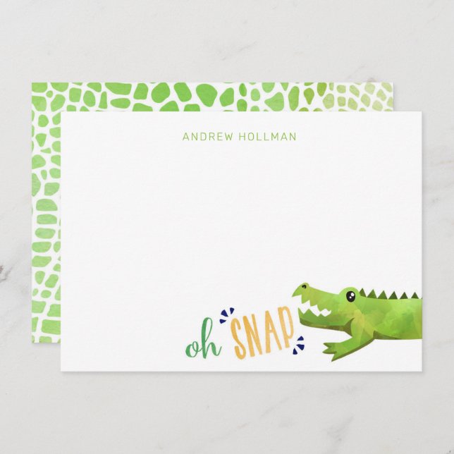 Alligator or Crocodile Thank You Note Stationery Invitation (Front/Back)