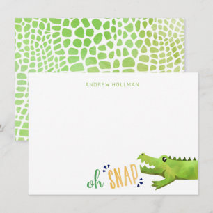 Alligator or Crocodile Thank You Note Stationery Invitation
