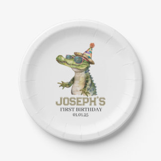 Alligator Party Invitation Invite pool party Paper Plate