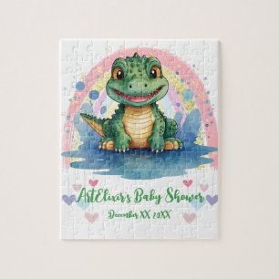 Alligator Pastel Rainbow Colourful Baby Shower Jigsaw Puzzle