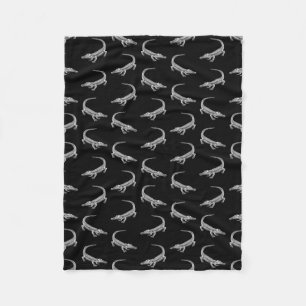 Alligator Pattern Vintage Art Alligators Design Fleece Blanket