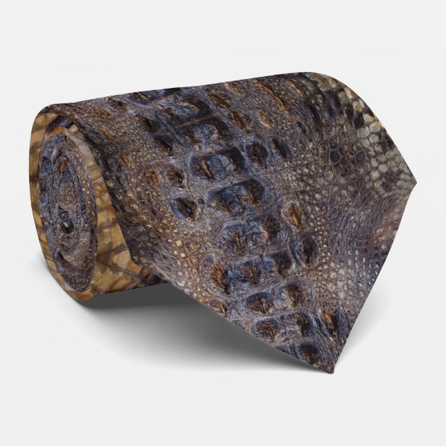 Alligator Print neck tie (Rolled)