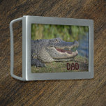 Alligator Profile Photographic Wildlife Belt Buckle<br><div class="desc">The American Alligator from The Florida Everglades up close and personal.  Personalise him with your man's initials.  Great for birthdays,  graduations and Father's day,  this grinning gator is smiling with a sharp toothed smile.

This is original wildlife photography by JLW_PHOTOGRAPHY</div>