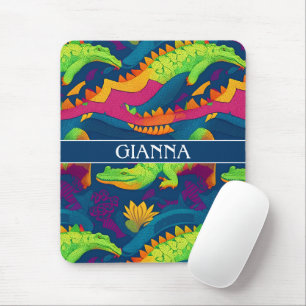 Alligator Rainbow Colourful Personalised Pattern Mouse Mat