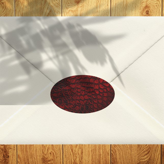 Alligator Red Faux Leather Oval Sticker (Creator Uploaded)