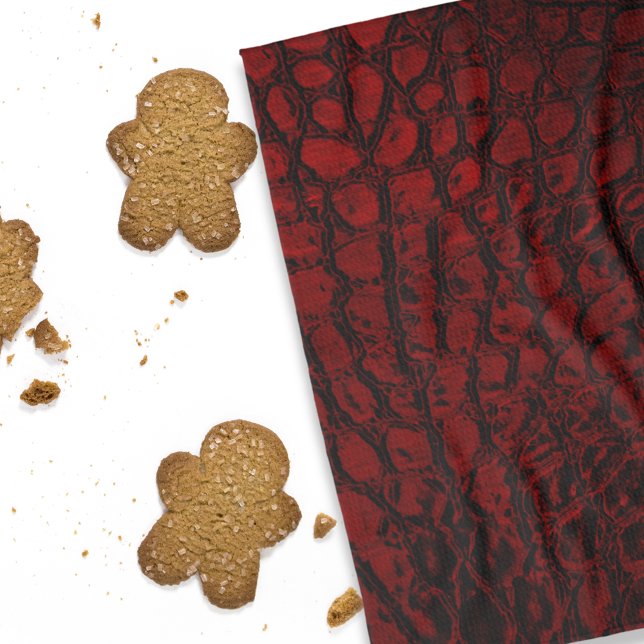 Alligator Red Faux Leather Tea Towel (Creator Uploaded)