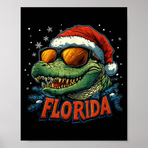 Alligator Santa Funny Florida Holiday Christmas Xm Poster