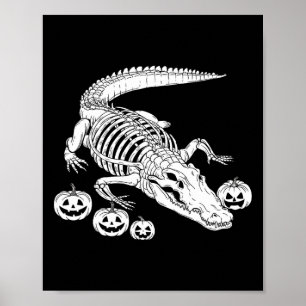 Alligator Skeleton Birthday Halloween Mens Womens Poster