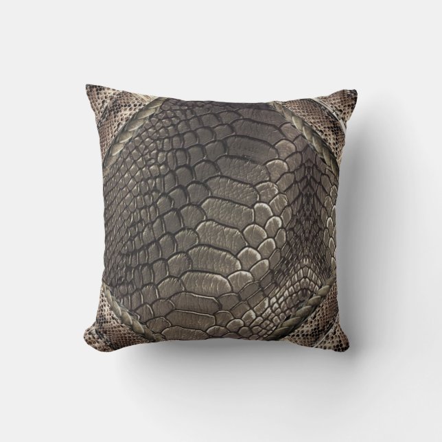 Alligator skin print , and snakeskin print cushion (Front)