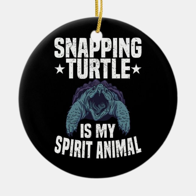 Alligator Snapping Turtle Dad Father Pet Turtle Ceramic Tree Decoration (Front)
