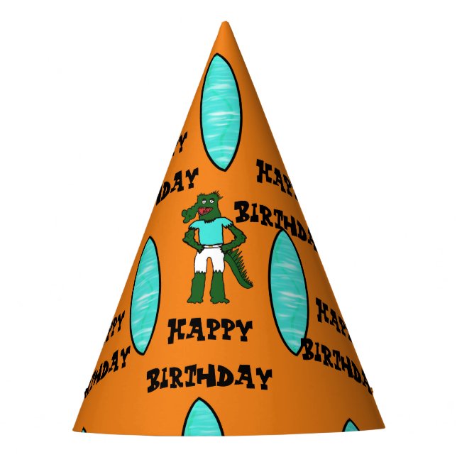 Alligator Surfer Birthday Hat #2 (Front)