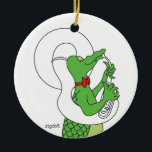 Alligator Tuba Ceramic Tree Decoration<br><div class="desc">A very special ornament designed for a great,  accomplished musician.  This ornament can be easily personalised on the back with your message or greeting.  Great to gift to your musical friends and co-workers! The artwork is by d.a.gordon dart.  To view more of her work visit: www.dagdart.com</div>