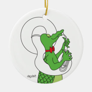 Alligator Tuba Ceramic Tree Decoration