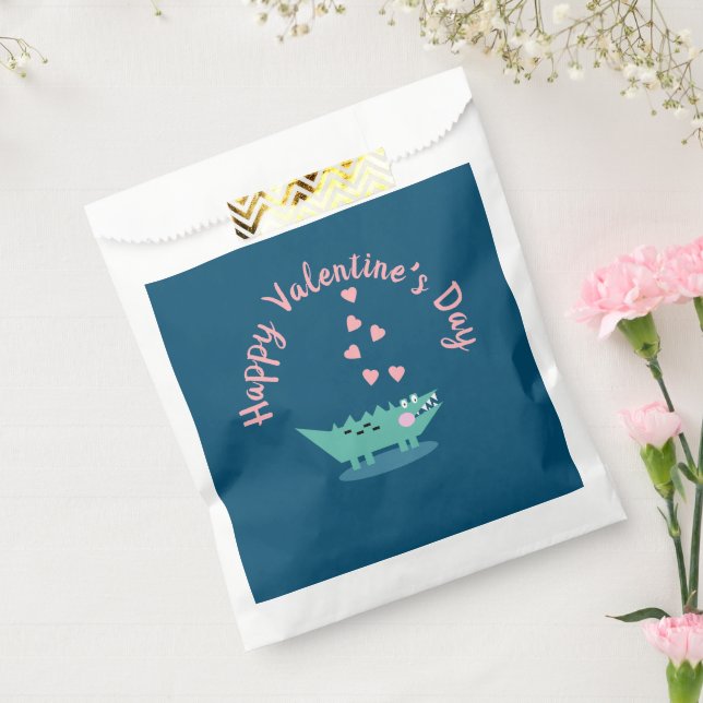 Alligator Valentines Day  Hearts Pink Favour Bags (Sealed)