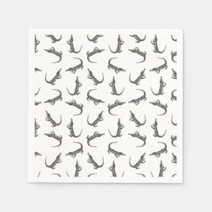 Alligator Vintage Art Pattern CUSTOM BG COLOR Napkin