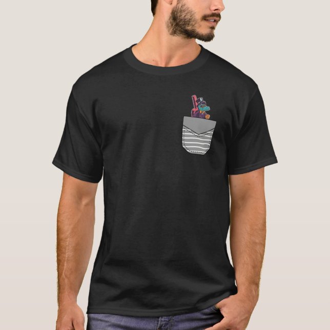 Alligator Walking Crocodile Guitar In Pocket T-Shirt (Front)