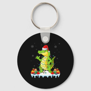 Alligator Wearing Xmas Lights Santa Hat Alligator  Key Ring