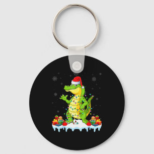 Alligator Wearing Xmas Lights Santa Hat Alligator  Key Ring