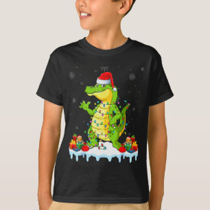 Alligator Wearing Xmas Lights Santa Hat Alligator T-Shirt