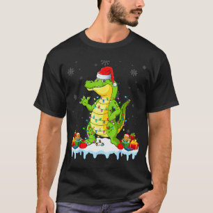 Alligator Wearing Xmas Lights Santa Hat Alligator T-Shirt