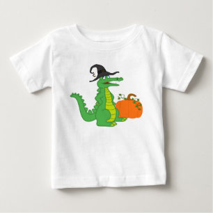 Alligator Witch with Halloween Pumpkin Baby T-Shirt