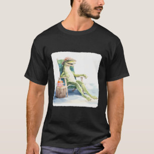 Alligator With A Sunbathing Chair Reptile Sunning  T-Shirt