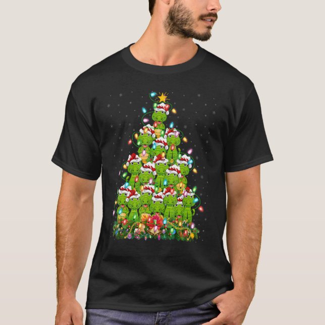 Alligator  Xmas Lights Santa Alligator Christmas T T-Shirt (Front)