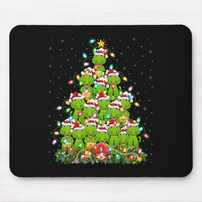 Alligator Xmas Tree Lighting Santa Alligator Chris Mouse Mat (Front)