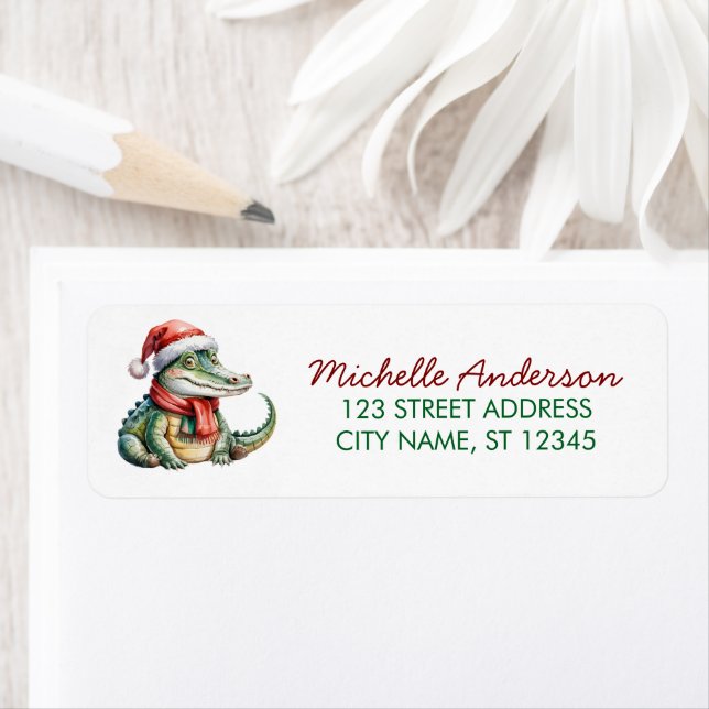 Alligators-Crocodiles Christmas Return Address     (Insitu)