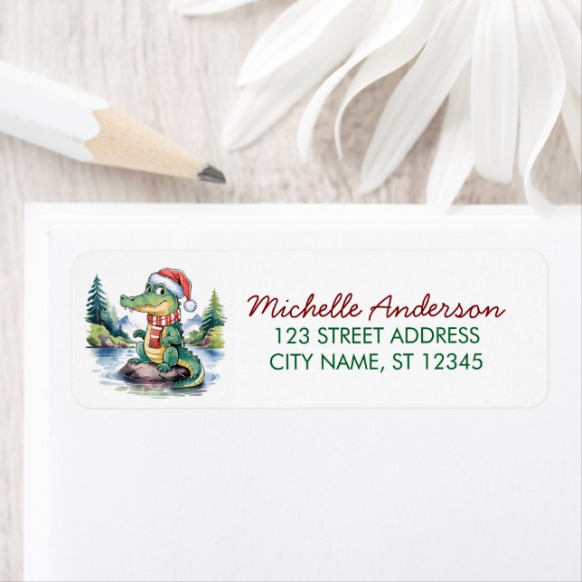 Alligators-Crocodiles Christmas Return Address     (Insitu)