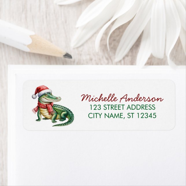 Alligators-Crocodiles Christmas Return Address     (Insitu)
