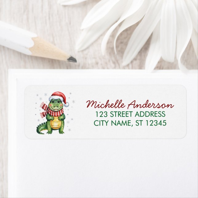 Alligators-Crocodiles Christmas Return Address     (Insitu)