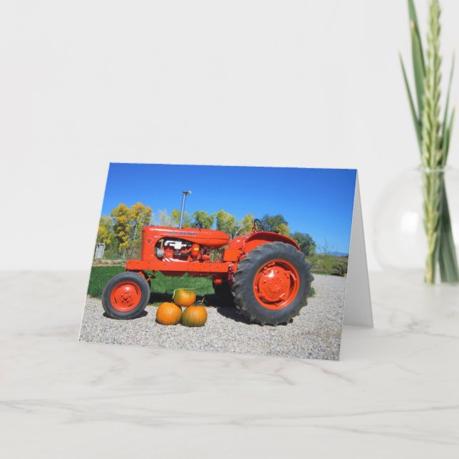 Allis Chalmers Tractor and Pumpkins Greeting Card (Front)
