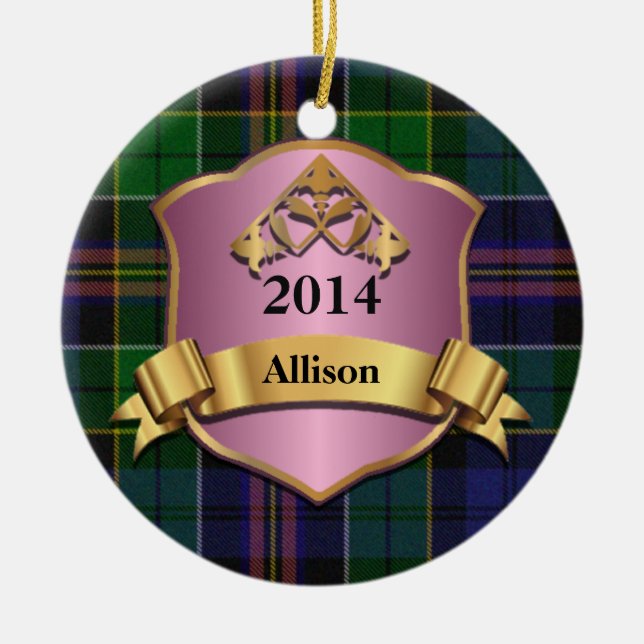 Allison Tartan Plaid Custom ornament (Front)
