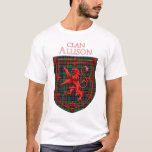 Allison Tartan Scottish Plaid Lion Rampant T-Shirt<br><div class="desc">Allison Scottish tartan plaid pattern design for the Allison Clan Family underneath the red Lion Rampant Shield of Scotland.</div>