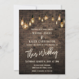 Allison's v4 Brick Edison Lights Wedding Invitation