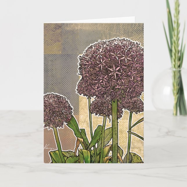 Allium Blossoms Greeting Cards (Front)