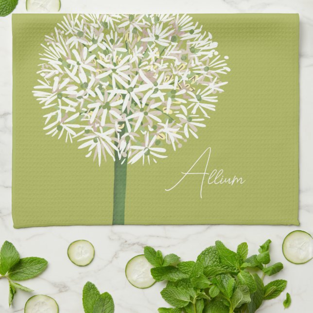  Allium Flower Botanical Art | Elegant Flora Tea Towel (Folded)
