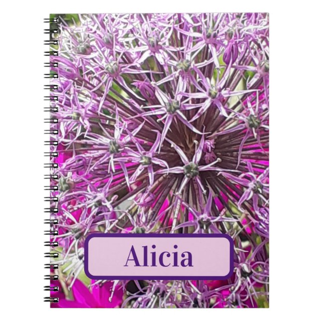 Allium & Summer Flowers Personalised Notebook (Front)