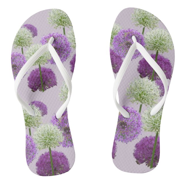 Allium White and Purple Adult Flip Flops (Footbed)