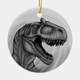 Allosaurus Sketch Ceramic Tree Decoration