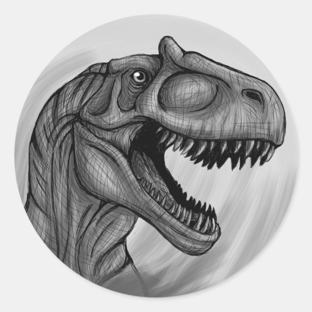 Allosaurus Sketch Classic Round Sticker (Front)