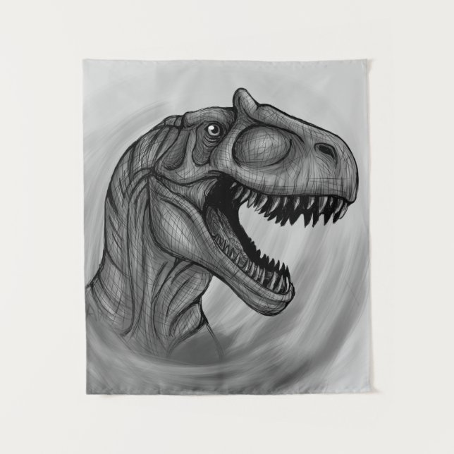 Allosaurus Sketch Tapestry (Front)