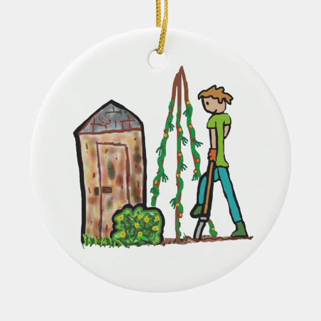 Allotment Gardening Ceramic Tree Decoration (Front)