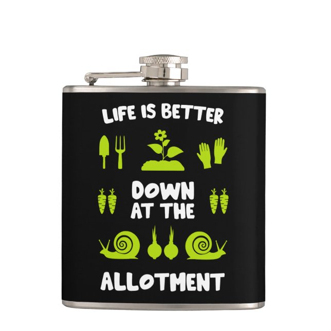 Allotment Gardening Hip Flask (Front)