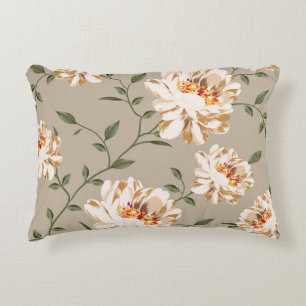 allover brown flower Pattern on blue backgroundflo Decorative Cushion