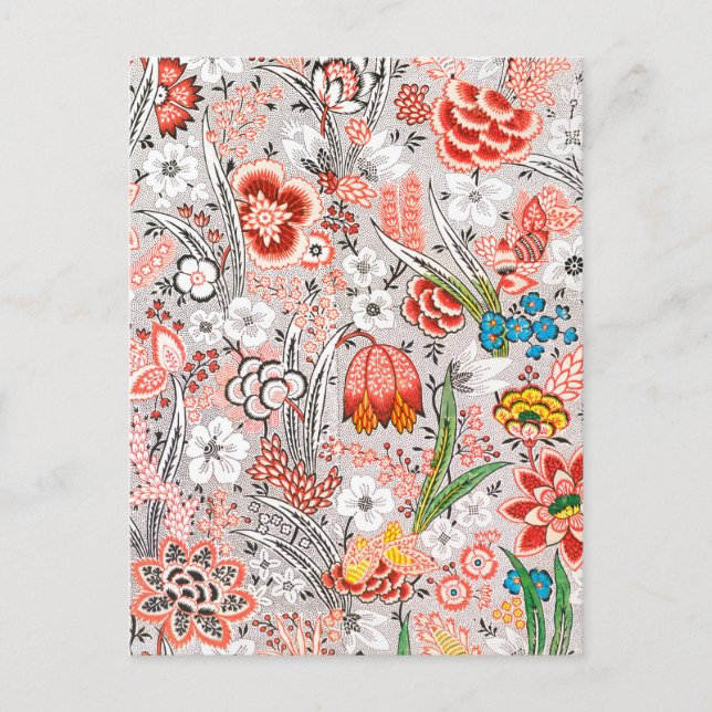 Allover floral fabric design (ca. 1759–1815)  postcard (Front)