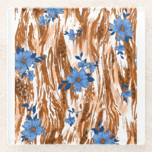 allover flowers glass coaster