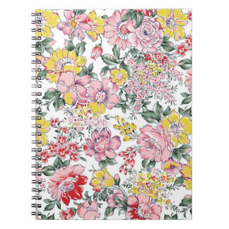 allover flowers pattern on white background notebook
